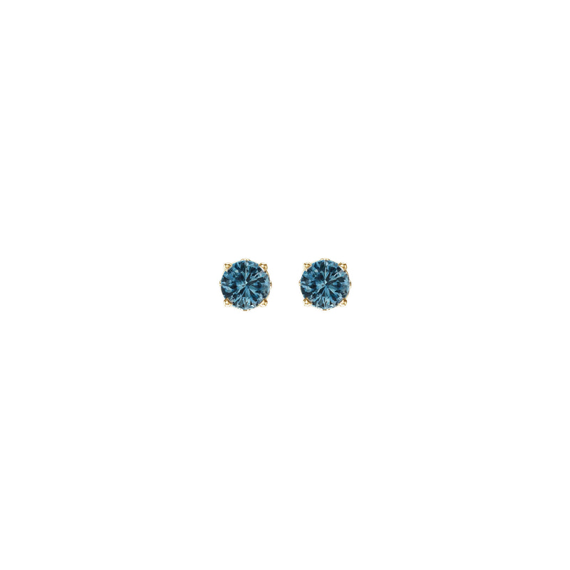 4 mm Round Swiss Blue Topaz 4-Prong Setting Stud Earrings (14K)