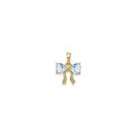 Aquamarine Bow Pendant (14K) front - Popular Jewelry - New York