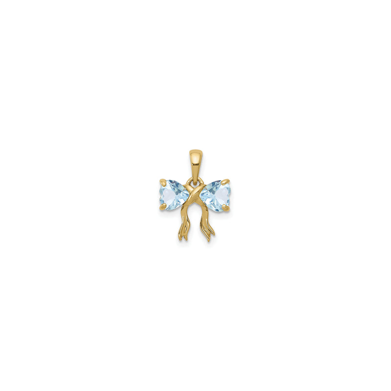 Aquamarine Bow Pendant (14K) front - Popular Jewelry - New York