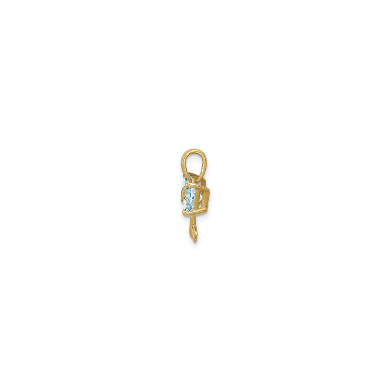 Aquamarine Bow Pendant (14K) side - Popular Jewelry - New York