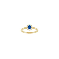 Blue Sapphire and Diamond French-Set Halo Ring