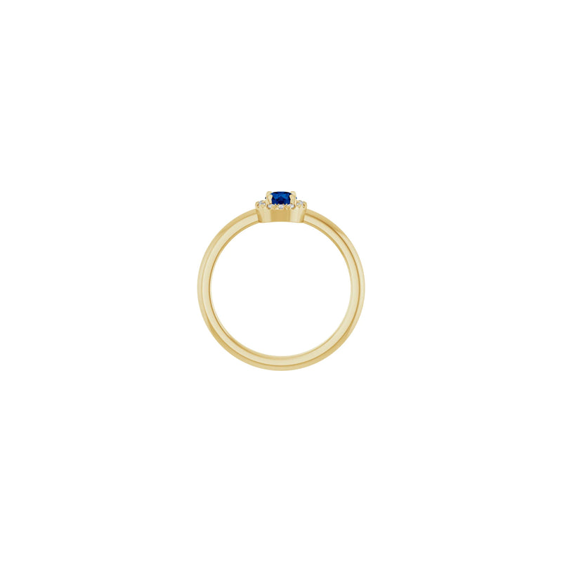 Blue Sapphire and Diamond French-Set Halo Ring