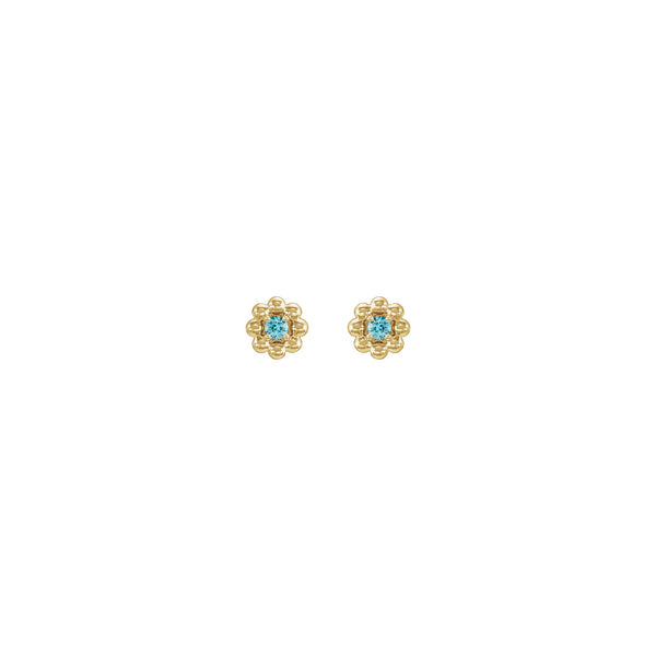 Blue Zircon Petite Flower Stud Earrings