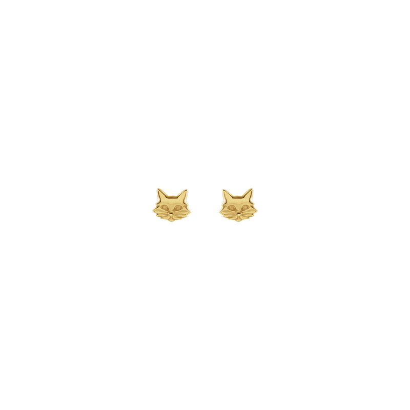 Front view of a 14K yellow gold Cat Face stud Earrings