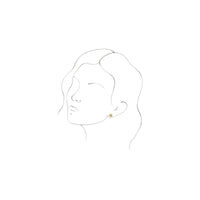 preview of a 14K yellow gold Cat Face stud Earrings on a woman face drawing