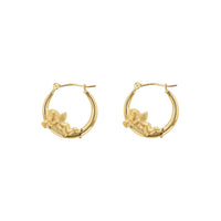 Cherub Baby Angel Hoop Earrings (14K)