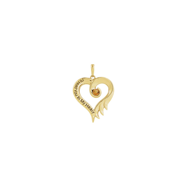 Citrine Engraved Heart ''I'll Hold You In My Heart'' Pendant