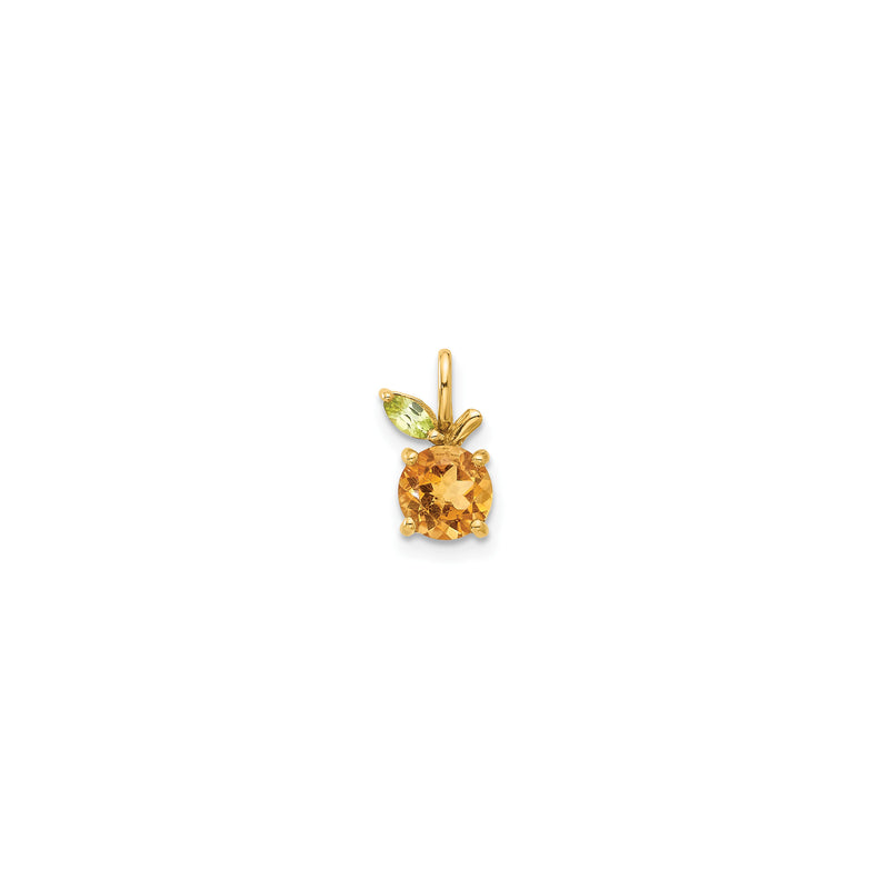 Citrine and Peridot Orange Fruit Pendant (14K) front - Popular Jewelry - New York