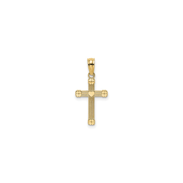 Clovers and Heart Cross Pendant (14K)