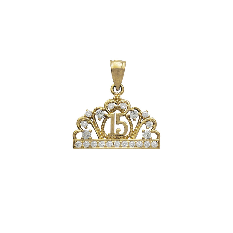 Cubic Zirconia Quinceañera Tiara/Crown Pendant (14K)