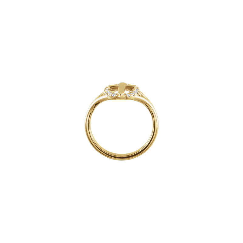 Diamond French-Set Halo Cross Ring (14K) setting - Popular Jewelry - New York