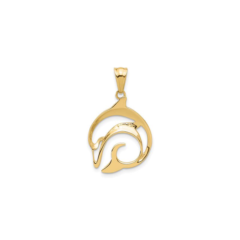 Dolphin Swirl Outline Pendant (14K)