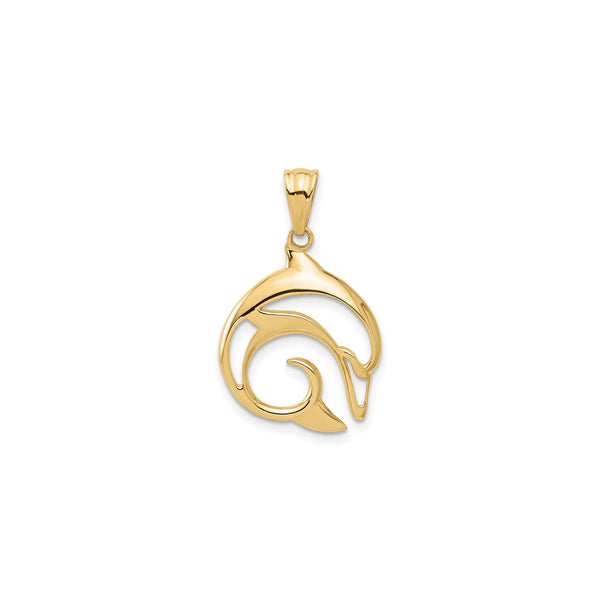 Dolphin Swirl Outline Pendant (14K)