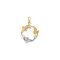 Dolphin Trio Circle Pendant (14K)