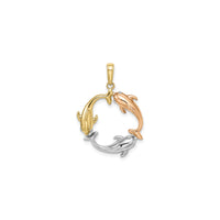 Dolphin Trio Circle Pendant (14K)