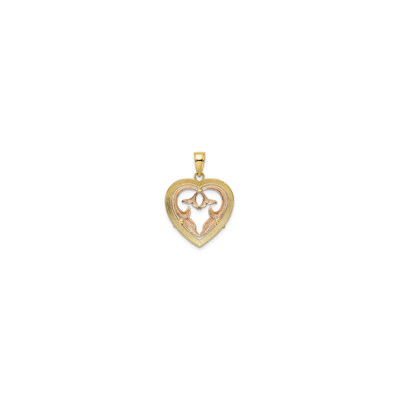 Dolphins In Heart Frame Pendant (14K)