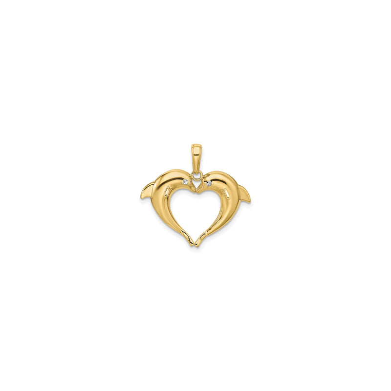 Double Dolphin Heart Pendant (14K)