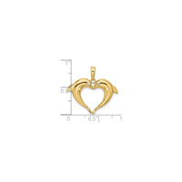 Double Dolphin Heart Pendant (14K)