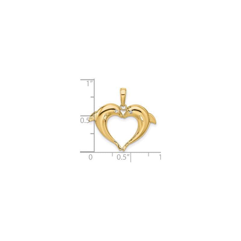 Double Dolphin Heart Pendant (14K)