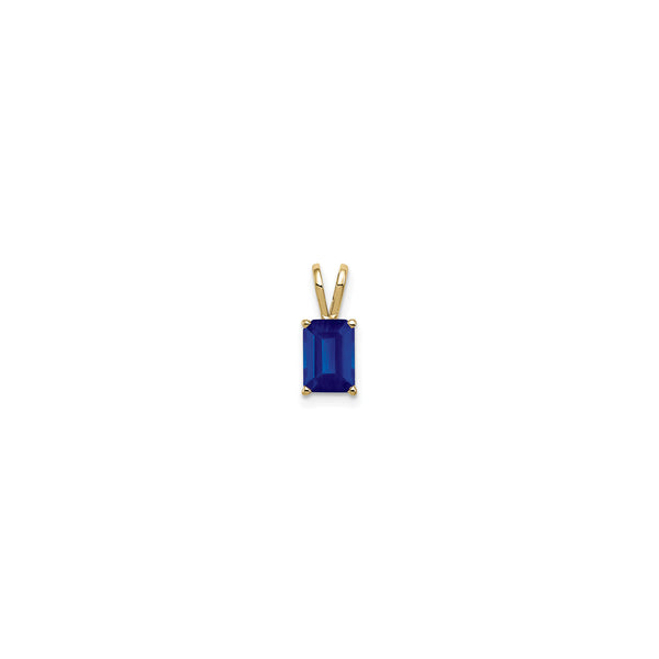 Emerald-Cut Blue Sapphire Solitaire Pendant (14K)