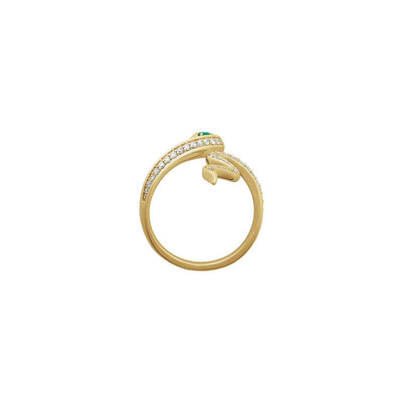 Emerald and White Diamond Snake Ring (14K)