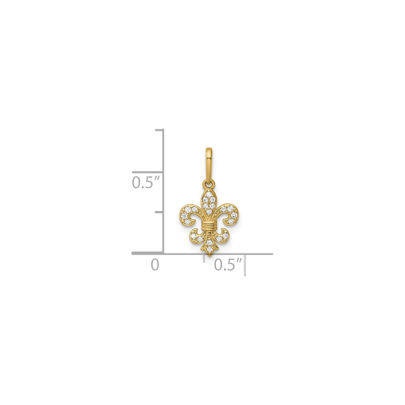 Fleur de Lis CZ Pendant (14K)