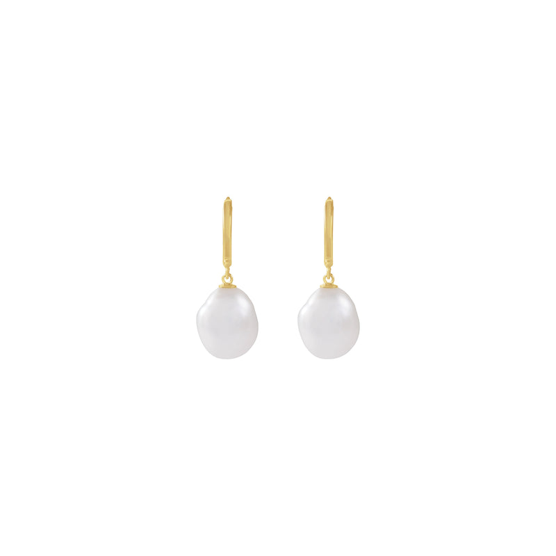 Freshwater Keshi Pearl Hoop Earrings (14K)