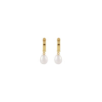 Freshwater Pearl Dangling Hoop Earrings (14K)