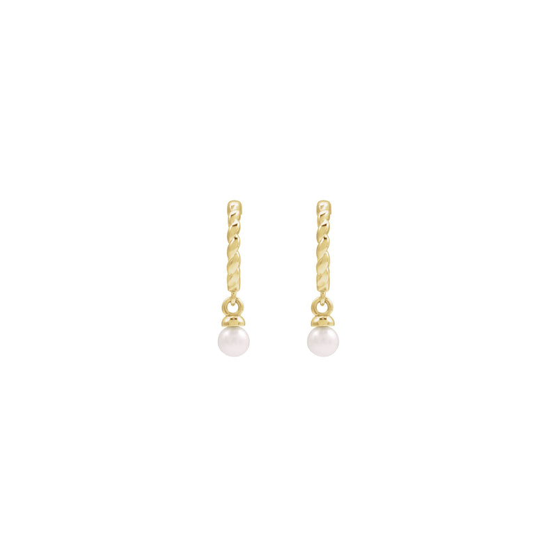 Freshwater Pearl Dangling Rope Hoop Earrings (14K)