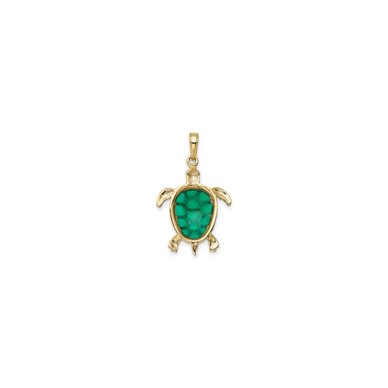 Green Shell Sea Turtle Pendant (14K)