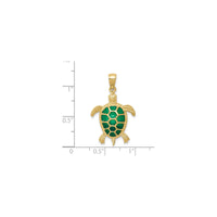 Green Shell Sea Turtle Pendant (14K)