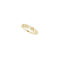 Diagonal view of a 14K yellow gold Hexagon Row Sequence Ring