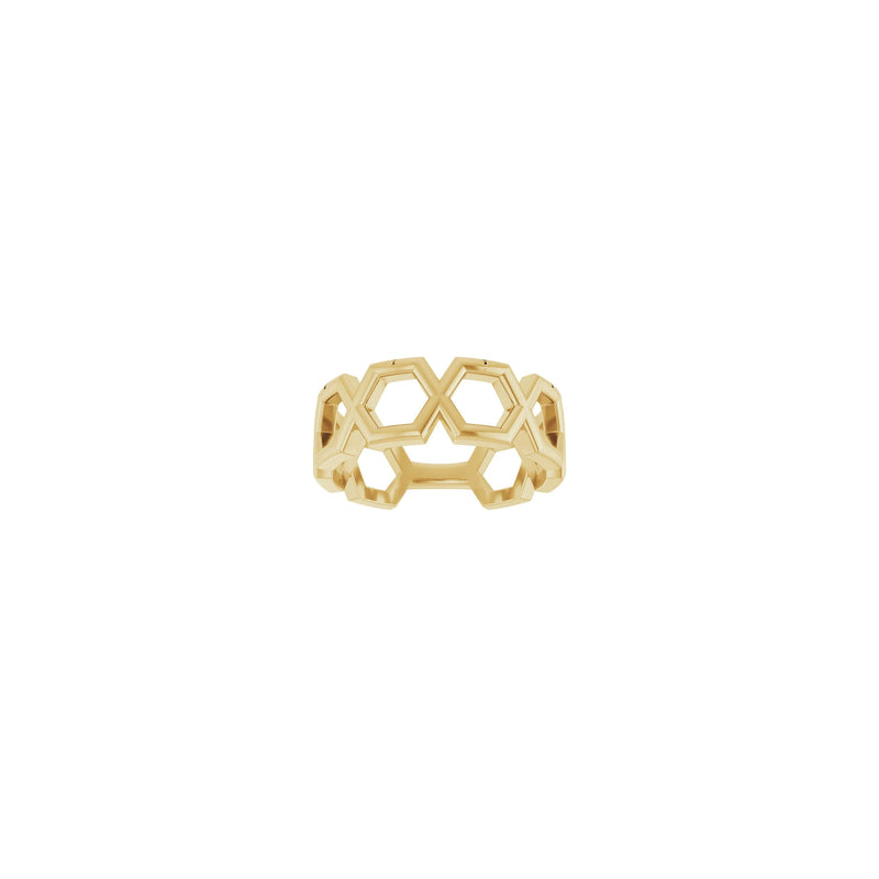 Front view of a 14K yellow gold Hexagon Sequence Ring