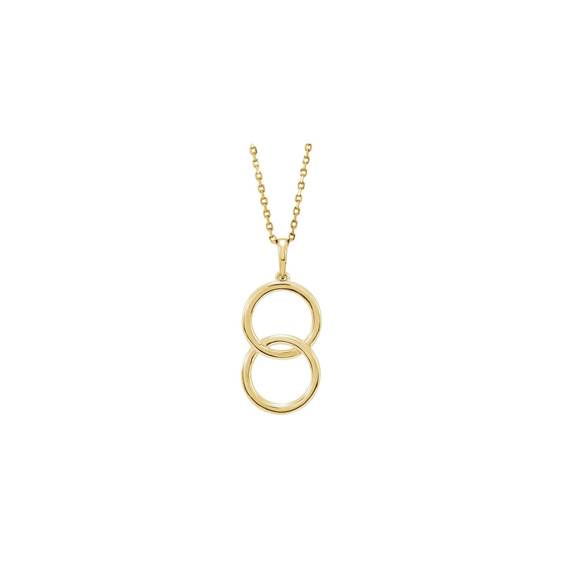 Front view of a 14K yellow gold Interlocking Circle Necklace