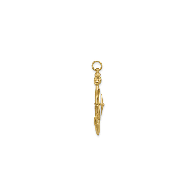 Large Anchor with Nautical Compass Pendant (14K)