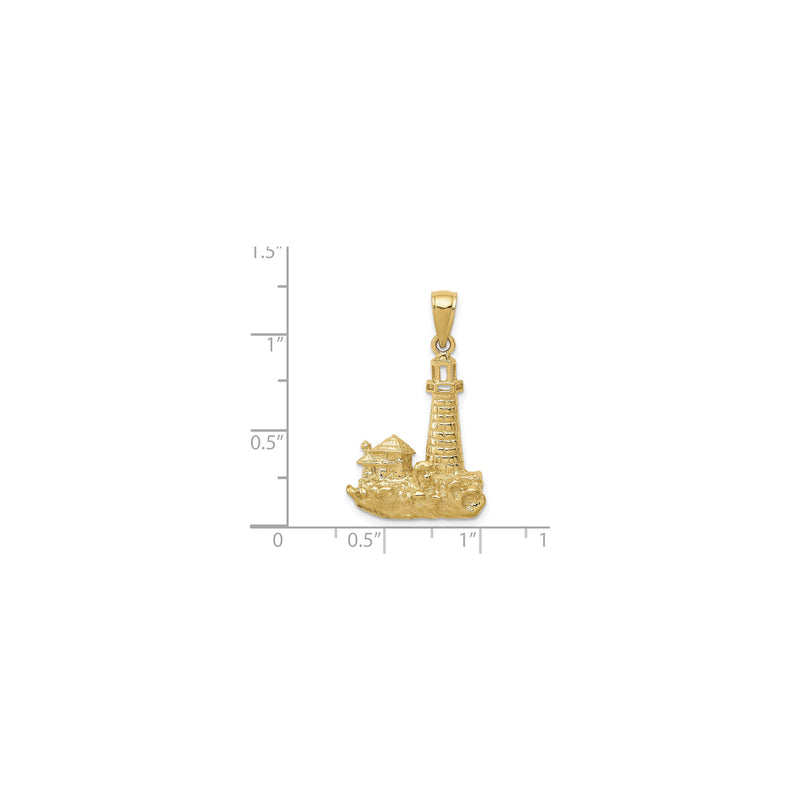 Lighthouse with Coastal House Pendant (14K)