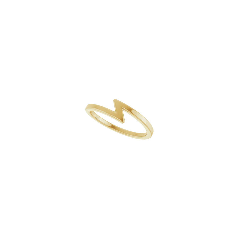 Diagonal view of a 14K yellow gold Lightning Stackable Ring