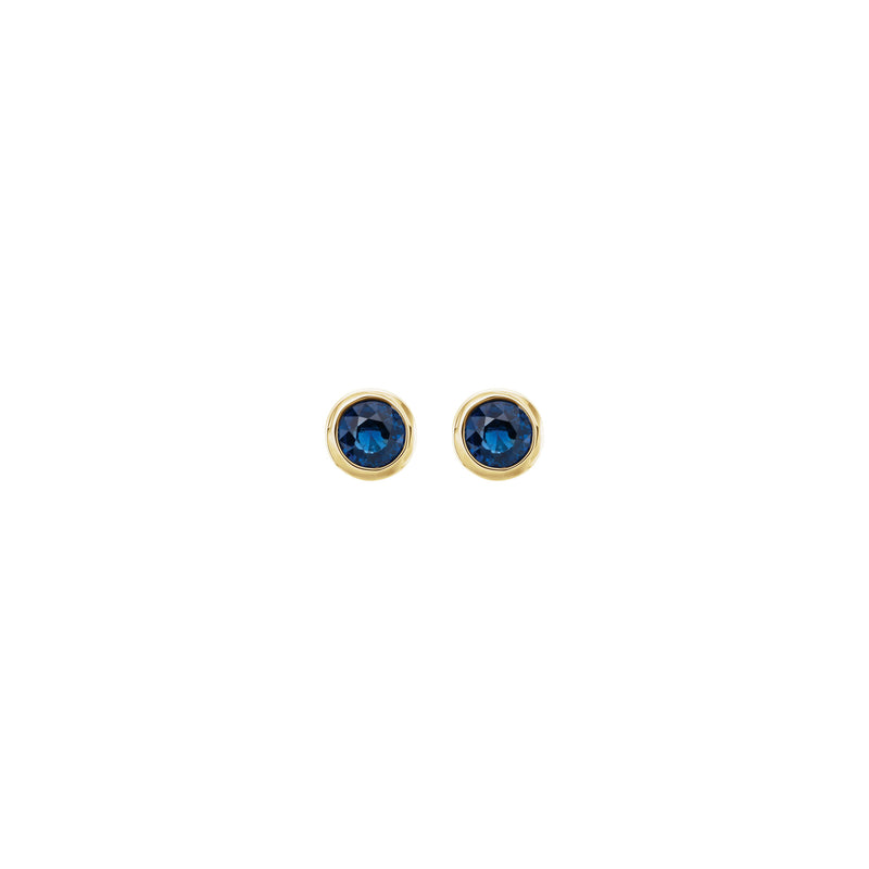 Natural Blue Sapphire Bezel Stud Earrings (14K)