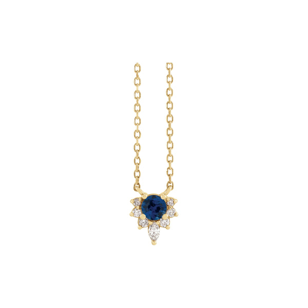 Natural Blue Sapphire and Diamond Necklace