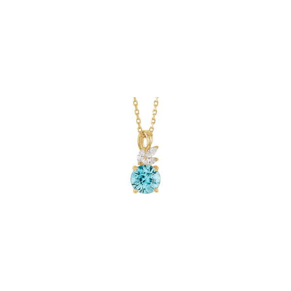 Natural Blue Zircon and Diamond Fruit Necklace