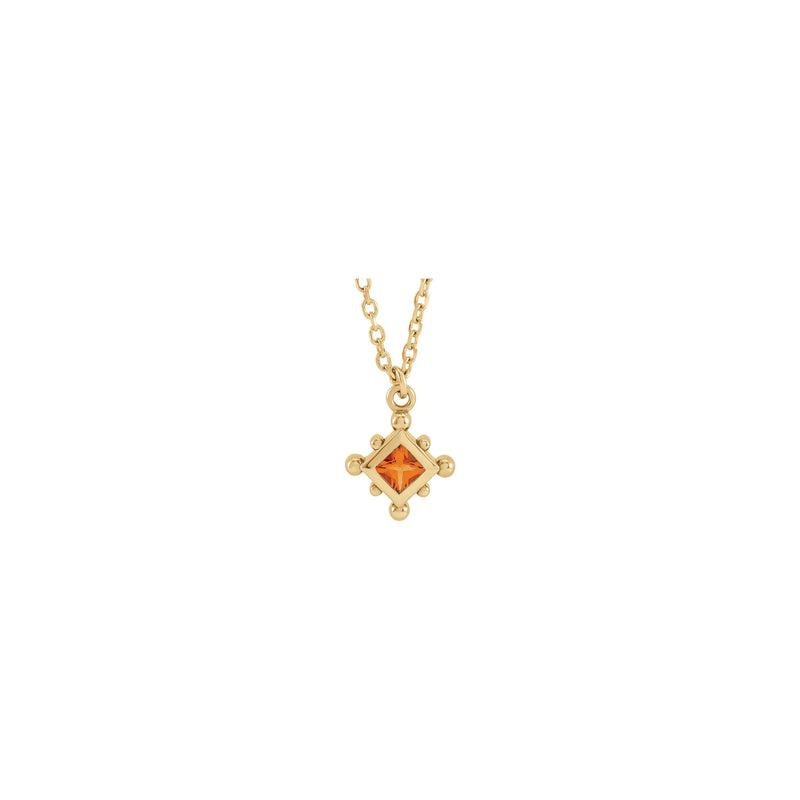 Natural Citrine Beaded Bezel Set Necklace (14K)