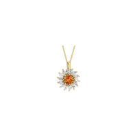 Natural Citrine and Marquise Diamond Halo Necklace