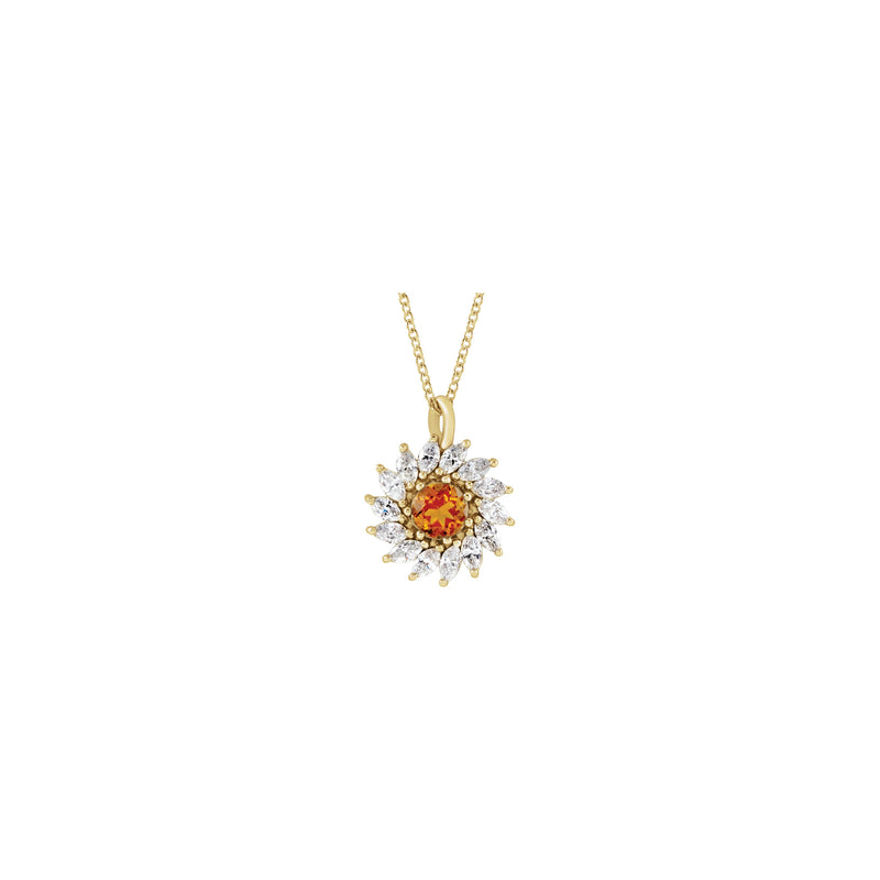 Natural Citrine and Marquise Diamond Halo Necklace