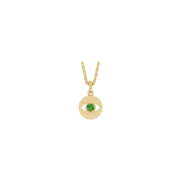 Natural Green Tourmaline Evil Eye Necklace