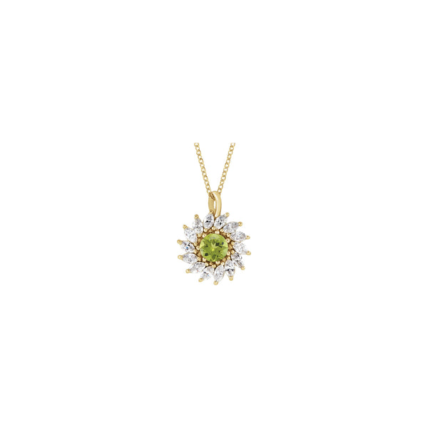 Natural Peridot and Marquise Diamond Halo Necklace