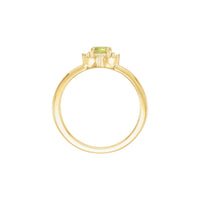 Natural Peridot and White Diamond Halo-Style Ring