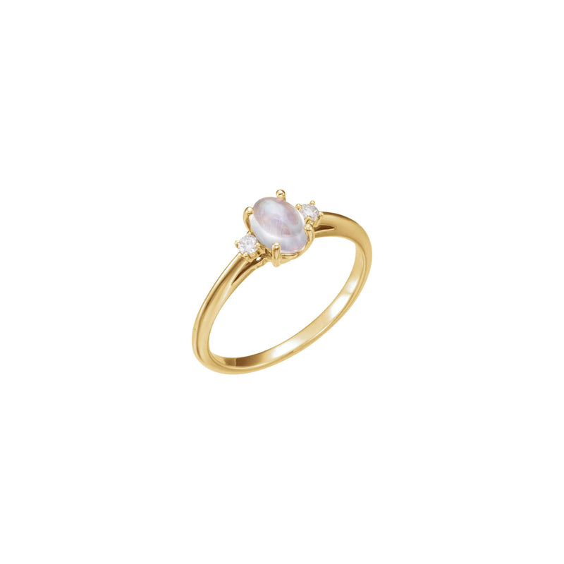 Natural Rainbow Moonstone and Diamond Three Stone Ring