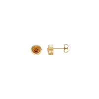 Natural Round Citrine Bezel Stud Earrings