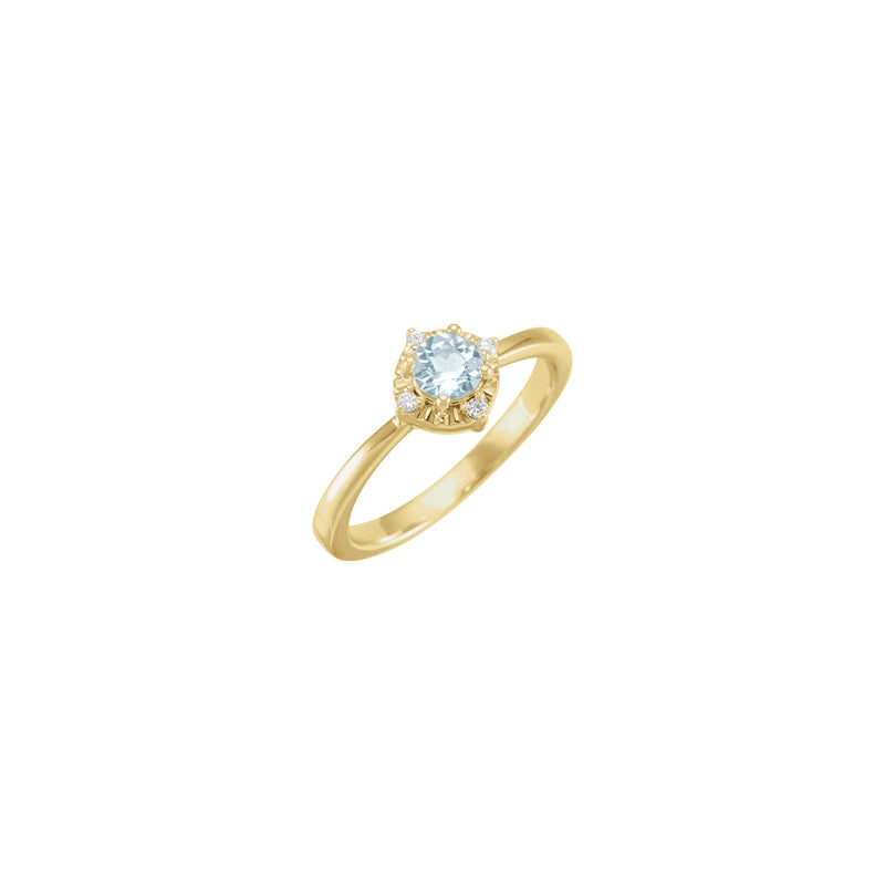 Natural Sky Blue Topaz and White Diamond Halo-Style Ring