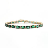 Oval Emerald and Diamond Eternity Bracelet (14K)